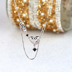 Pink Cubic Zirconia Heart & Word Love Pendant Necklace&nbsp;JN1076A
