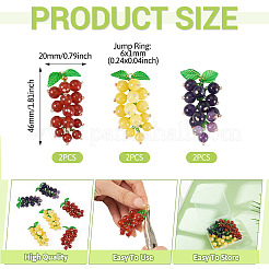 6Pcs 3 Styles Natural Amethyst & Carnelian & Yellow Jade & Glass Seed Beaded Grape Pendants&nbsp;PALLOY-TA00332