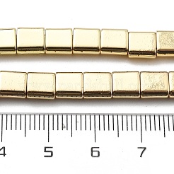合成磁気ヘマタイトビーズ連売り  2穴  長方形  ライトゴールドメッキ  5.5~6x6x3mm  穴：1.4mm  約65個/連  16.14''（41センチメートル）&nbsp;G-M095-N01-01LG