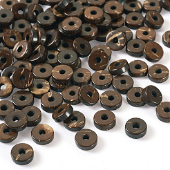 天然ココナッツビーズ100個  染色されていない  フラットラウンド  ココナッツブラウン  6x2mm  穴：1mm&nbsp;BSHE-TA0001-15