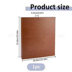 PUレザー3リングバインダーファイルフォルダー  長方形  ブラウン  315x282x52.5mm&nbsp;OFST-WH0004-196B