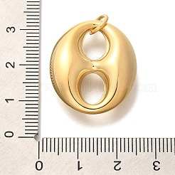 PVD真空メッキ304ステンレスペンダント  丸カン付き  オーバルチャーム  18KGP本金メッキ  26.5x22.5x8mm  穴：5mm&nbsp;X-STAS-U035-41G-01