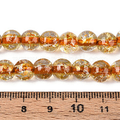 クラックル透明ガラスビーズ連売り  ラウンド  金箔  チョコレート  8~8.5mm  穴：0.8~0.9mm  約103~105個/連  30.51インチ（77.5~78.5cm）&nbsp;X1-GLAA-N030-8mm-01G