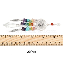 Chakra Natural & Synthetic Gemstone Chips & Alloy Pendant Decorations&nbsp;HJEW-FS00024