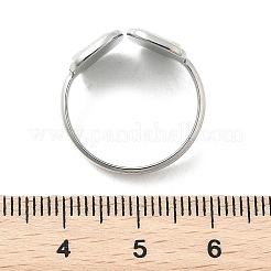 女性用長方形 304 ステンレススチール ホワイトシェル カフリング  ステンレス鋼色  usサイズ7 1/4(17.5mm)&nbsp;RJEW-G346-04P-02