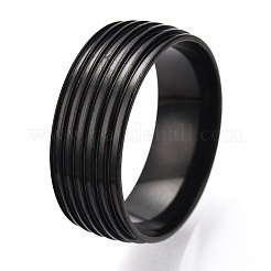 201 Stainless Steel Grooved Finger Ring Settings&nbsp;STAS-WH0047-06EB