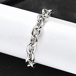 女性用304ステンレススチールアズキチェーンブレスレット  ステンレス鋼色  8-1/8インチ（20.5cm）&nbsp;BJEW-Q050-01C-P