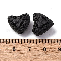 シナバービーズ  彫刻が施された漆器  ハート  ブラック  13x15x8.5mm  穴：1.6mm&nbsp;CARL-K001-36