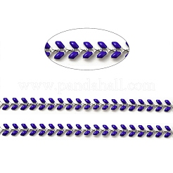304ステンレススチールコブチェーン  エナメル  ハンダ付け  スプールで  ブルー  6x1.5~2mm&nbsp;CHS-C004-01F-P