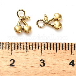 304ステンレススチールチャーム  ゴールドカラー  チェリー  8.5x6x2mm  穴：1.8mm&nbsp;STAS-H438-12G-01