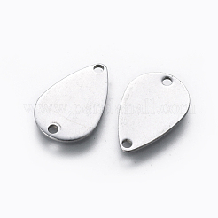 変色しにくい201ステンレススチールリンクコネクター  ティアドロップ  ステンレス鋼色  15x10x0.8mm  穴：1.4mm&nbsp;STAS-L234-037P