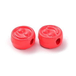 塗装合金ビーズをスプレー  笑顔とフラットラウンド  ライトコーラル  7.5x4mm  穴：2mm&nbsp;PALLOY-M215-16I
