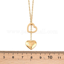 304ステンレススチール製ハートペンダントラリアットネックレス（女性用）  イオンプレーティング（ip）  18KGP本金メッキ  17.52インチ（44.5cm）&nbsp;NJEW-A064-05G
