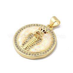 Brass Micro Pave Clear Cubic Zirconia Pendants&nbsp;KK-A221-28A-G