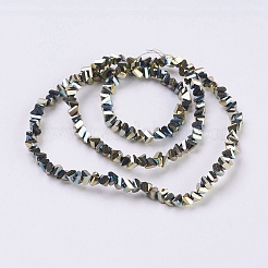 電気メッキガラスビーズセット  フルメッキ  多面カット  三角形  黄金メッキ  4.5x5x6mm  穴：1mm  約100個/連  13.7インチ（35cm）&nbsp;EGLA-J145-6mm-FP03