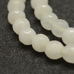 カット加工天然石ホワイトジェイドビーズ連売り  ラウンド  6mm  穴：1mm  約56~58個/連  14~14.5インチ&nbsp;X-G-F448-6mm