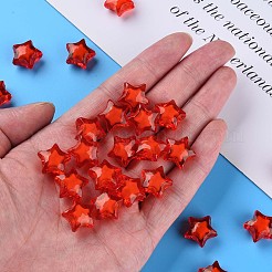 透明なアクリルビーズ  二層ビーズ  多面カット  スター  レッド  14x15x8.5mm  穴：2mm&nbsp;X-TACR-S152-02A-712