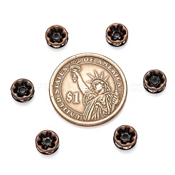 真鍮のラインストーンロンデルスペースビーズ  カドミウムフリー＆鉛フリー  赤銅鉱  クリスタル  8x4mm  穴：1.5mm&nbsp;RB-H035-29