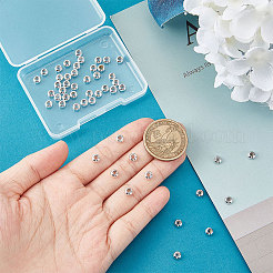 真鍮ビーズ50個  内部のゴムと  スライダービーズ  長持ちメッキ  ロンデル  銀  5x2.5mm  ゴム穴：1.2mm&nbsp;KK-UN0001-56