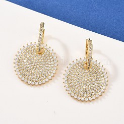 Brass Micro Pave Clear Cubic Zirconia Hoop Earrings&nbsp;EJEW-L275-17G