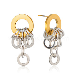 Two Tone 304 Stainless Steel Stud Dangle Earrings for Women&nbsp;WG3EDAB-01