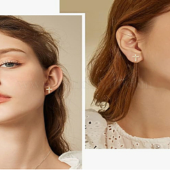 2 Pairs Brass Micro Pave Clear Cubic Zirconia Stud Earrings for Women&nbsp;EJEW-LP0001-57G