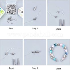 円柱真鍮製ネジ式クラスプ  プラチナ  11~12x4mm  穴：1mm  150セット /箱&nbsp;KK-CA0001-05P