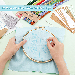 DIY Flower Pattern Paper Bookmark Embroidery Making Kits&nbsp;DIY-WH0304-311