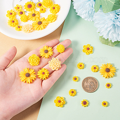 樹脂カボション  DIYモバイルアクセサリー用  デイジーの花  オレンジ  9~26.5x4~8.5mm&nbsp;CRES-CJC0005-01B