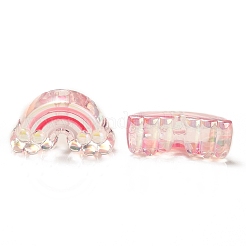 UVメッキレインボー虹色アクリルエナメルビーズ  レインボー  ピンク  17x29x11mm  穴：3.5mm&nbsp;OACR-G012-08E