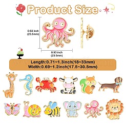12Pcs 12 Styles Animal Series Enamel Pin&nbsp;JEWB-CJ0003-64