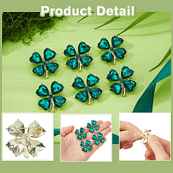 6Pcs Clover Alloy Cat Eye Lapel Pin Backs for Backpack Clothes&nbsp;JEWB-DC0006-43
