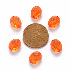 透明なアクリルビーズ  オーバル  オレンジ  10x8x5.5mm  穴：1.5mm  約1550個/500g&nbsp;TACR-S154-18A-84
