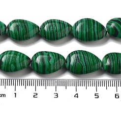 合成マラカイト染色ビーズ連売り  フラットティアドロップ  17.5~18x13~13.5x6mm  穴：1.2~1.4mm  約11個/連  7.56''（19.2センチメートル）&nbsp;G-P528-L07-01
