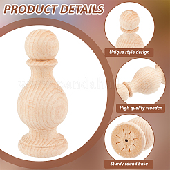 ブナ材の柱頭  未完成の木製工芸品  桃パフ  58.5x140.5mm&nbsp;WOOD-WH0124-126A