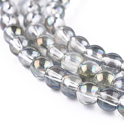 Full Rainbow Plated Round Electroplated Glass Beads Strands&nbsp;EGLA-I002-8mm-01