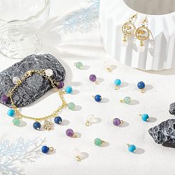 60Pcs Frosted Natural & Synthetic Gemstone Charms&nbsp;FIND-FH0004-55