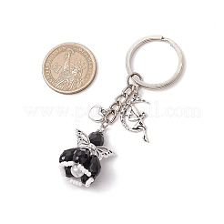 Glass & Tibetan Style Alloy Keychain&nbsp;KEYC-MZ00037-04