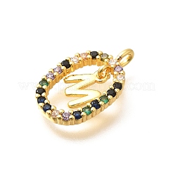 Brass Micro Pave Cubic Zirconia Pendants&nbsp;ZIRC-P123-01G-M02