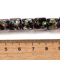 手作りの二色性箔ガラスビーズ連売り  バレル  パールピンク  9x9mm  穴：2mm  約35個/連  12.80''（32.5センチメートル）&nbsp;DICH-U001-09H