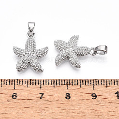 真鍮チャーム  カドミウムフリー＆鉛フリー  ヒトデのチャーム  プラチナ  16.5x14x3.5mm  穴：4.5x2mm&nbsp;KK-N257-08P