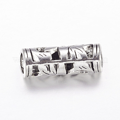 チベットスタイルの中空チューブビーズ  カドミウムフリー＆鉛フリー  アンティークシルバー  23x8mm  穴：5mm&nbsp;LF10482Y