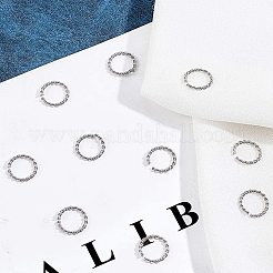 304ステンレススチールオープン丸カン  ツイストラウンド  ビーズコンテナ付  ステンレス鋼色  12x1.5mm  15ゲージ  内径：9mm  約100個/箱&nbsp;STAS-UN0001-52P
