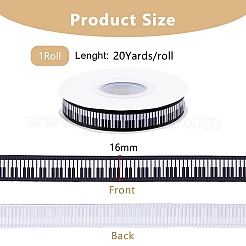 ピアノ柄ポリエステルグログランリボン  クラフト縫製用  服飾材料  ピアノ  5/8インチ（16mm）  約20ヤード/ロール&nbsp;OCOR-WH0086-93