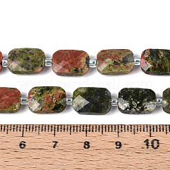 天然石ユナカイトビーズ連売り  長方形  多面カット  シードビーズで  11.5~12x8x4~5mm  穴：0.9mm  約26~27個/連  14.57~15.08''（37~38.3センチメートル）&nbsp;G-T139-86