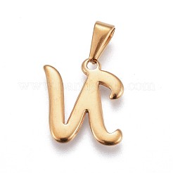 304ステンレスペンダント  ラインストーン付き  文字L  文字.n  18.5x16.5x2mm  穴：3~3.5x7.5~8mm&nbsp;X-STAS-F202-16G-N