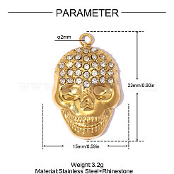 304 Stainless Steel with Crystal Rhinestone Pendants&nbsp;RB-OY001-10G