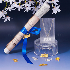60本2色合金ペンダント  ナンバー2024チャーム  プラチナ·ゴールデン  19x33mm  30個/カラー&nbsp;FIND-TA0004-34