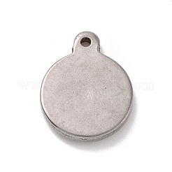変色しない304ステンレススチールペンダント  ライオンのフラットラウンド  ステンレス鋼色  19x15x3mm  穴：1.2mm&nbsp;STAS-E169-13P