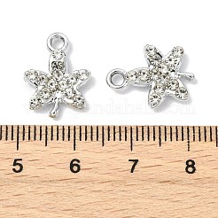 合金クリスタルラインストーンペンダント  葉のチャーム  UVメッキ  プラチナ  葉  16x12x3mm  穴：2.5mm&nbsp;ALRI-T012-04C-P